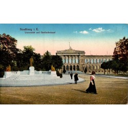 Carte postale ancienne Strassburg i E Universität und Goethedenkmal