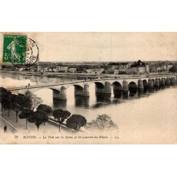 Carte postale ancienne Mâcon le Pont sur la Saône et Saint-Laurent-lès-Mâcon