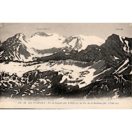 Carte postale ancienne Pyrénées Pic de Sesques et Pic de la Gentiane