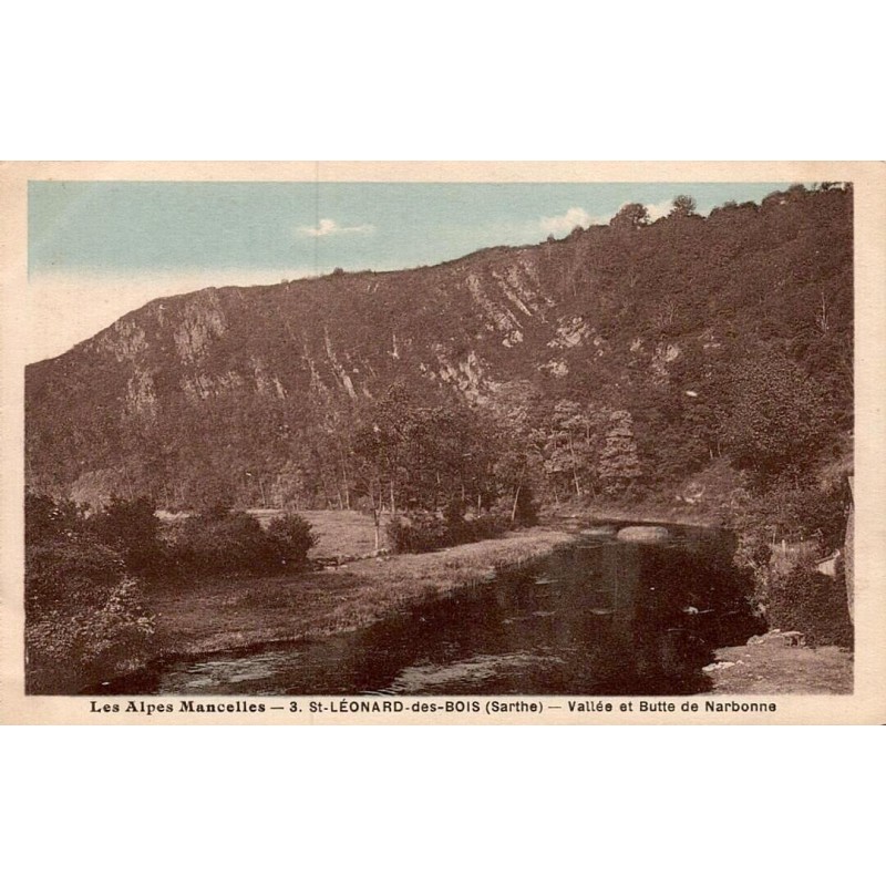 Carte postale ancienne Saint-Léonard-des-Bois Vallée et Butte de Narbonne