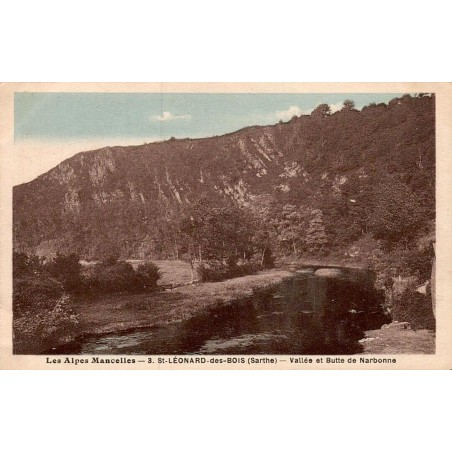 Carte postale ancienne Saint-Léonard-des-Bois Vallée et Butte de Narbonne