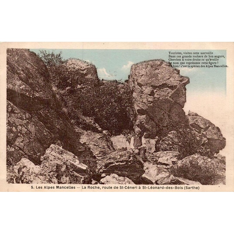 Carte postale ancienne Alpes Mancelles La Roche route de Saint-Céneri