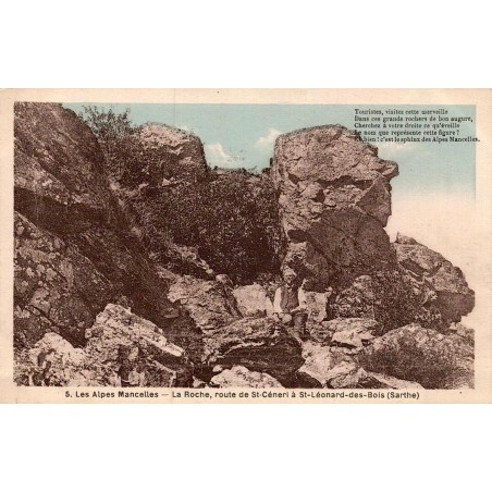 Carte postale ancienne Alpes Mancelles La Roche route de Saint-Céneri
