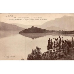 Carte postale ancienne Aix-les-Bains lac du Bourget château de Châtillon