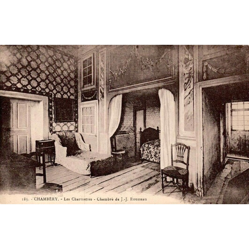 Carte postale ancienne Chambéry Les Charmettes chambre de Jean-Jacques Rousseau