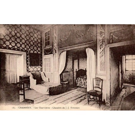 Carte postale ancienne Chambéry Les Charmettes chambre de Jean-Jacques Rousseau