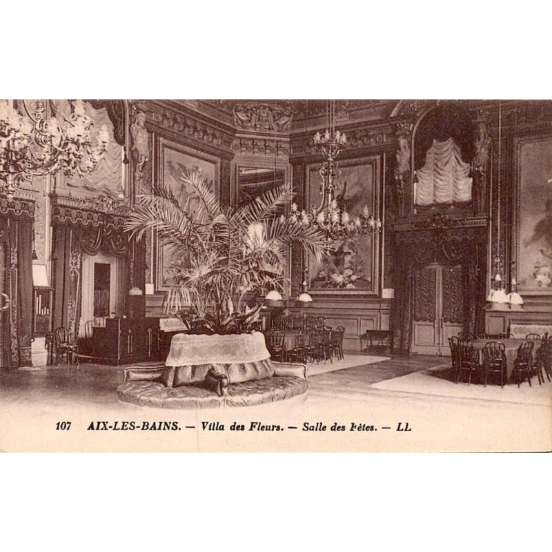 Carte postale ancienne Aix-les-Bains Villa des Fleurs Salle des Fêtes