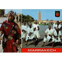 CPM Marrakech porteur d’eau, musiciens traditionnels et Koutoubia au Maroc