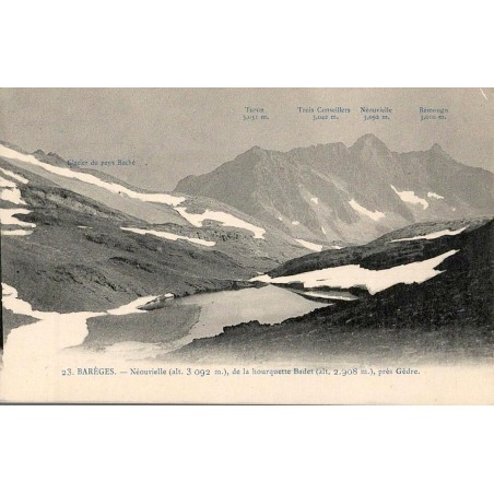 Carte postale ancienne Pyrénées Pic de Sesques et Pic de la Bourquette-Badet