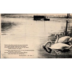 Carte postale ancienne Aix-les-Bains lac du Bourget cygnes