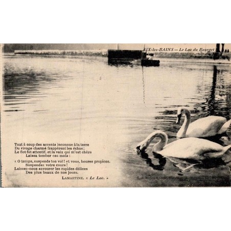 Carte postale ancienne Aix-les-Bains lac du Bourget cygnes