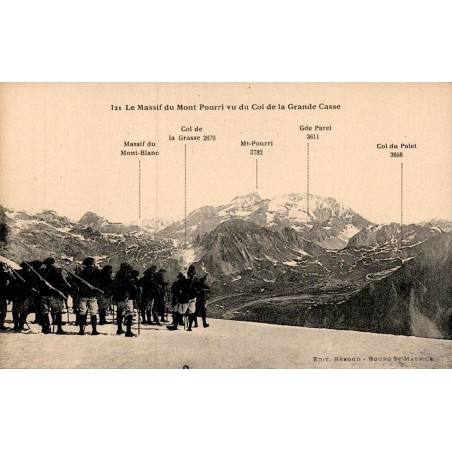Carte postale ancienne massif du Mont Pourri vu du col de la Grande Casse