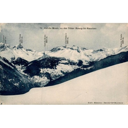 Carte postale ancienne Col du Mont vu des Têtes Bourg-Saint-Maurice