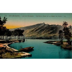 Carte postale ancienne Aix-les-Bains lac du Bourget Petit Port et Dent du Chat