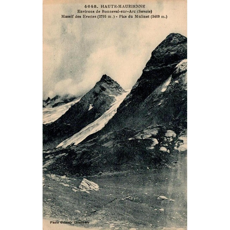 Carte postale ancienne Bonneval-sur-Arc Massif des Évettes Pic du Mulinet Haute-Maurienne