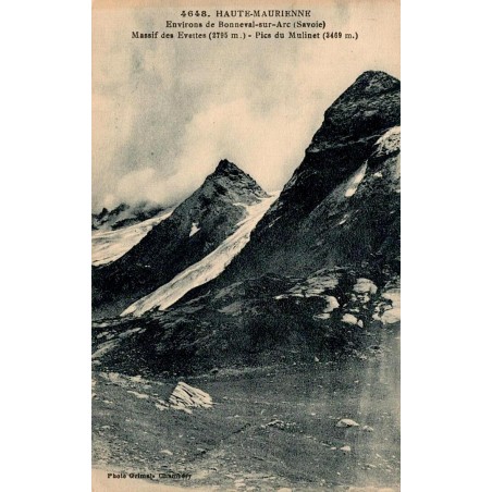 Carte postale ancienne Bonneval-sur-Arc Massif des Évettes Pic du Mulinet Haute-Maurienne