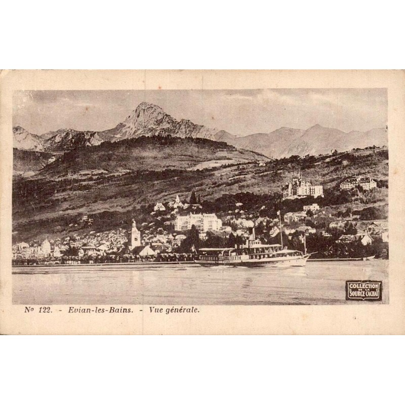 Carte postale ancienne Évian-les-Bains vue générale Haute-Savoie lac Léman
