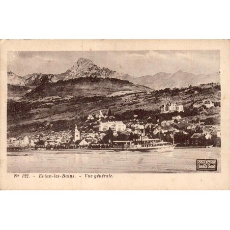 Carte postale ancienne Évian-les-Bains vue générale Haute-Savoie lac Léman