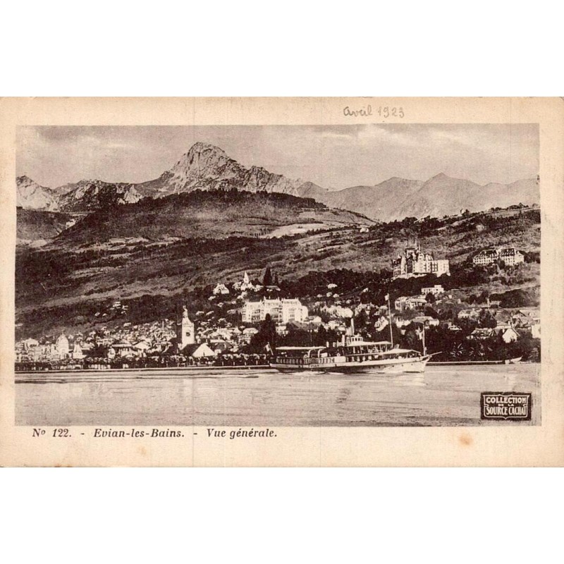 Carte postale ancienne Évian-les-Bains vue générale Haute-Savoie lac Léman