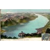 Carte postale ancienne Chillon et panorama du lac Léman Suisse
