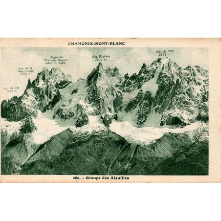 Carte postale ancienne Chamonix-Mont-Blanc Groupe des Aiguilles Haute-Savoie