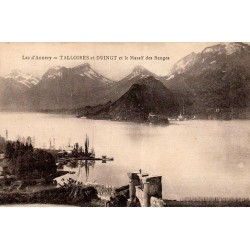 Carte postale ancienne lac d’Annecy Talloires Duingt et massif des Bauges Haute-Savoie