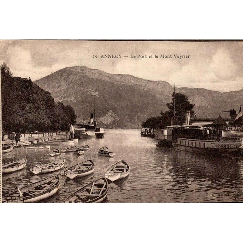 Carte postale ancienne Annecy le Port et le Mont Veyrier Haute-Savoie