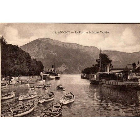 Carte postale ancienne Annecy le Port et le Mont Veyrier Haute-Savoie