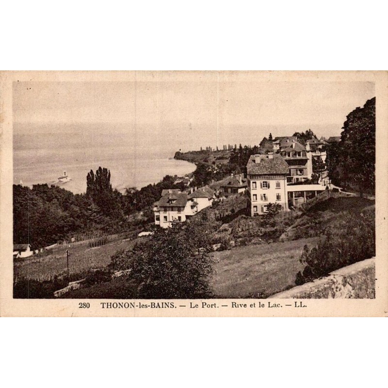 Carte postale ancienne Thonon-les-Bains Le Port de Rives et le lac Léman L.L. 280