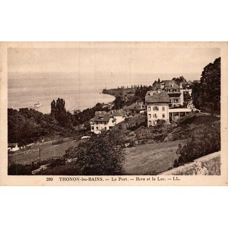 Carte postale ancienne Thonon-les-Bains Le Port de Rives et le lac Léman L.L. 280