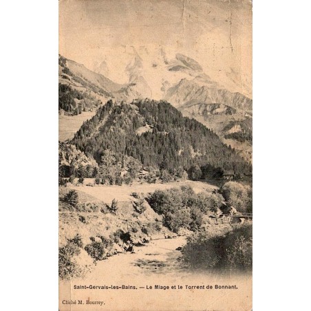 Carte postale ancienne Saint-Gervais-les-Bains Le Miage et le torrent de Bonnant