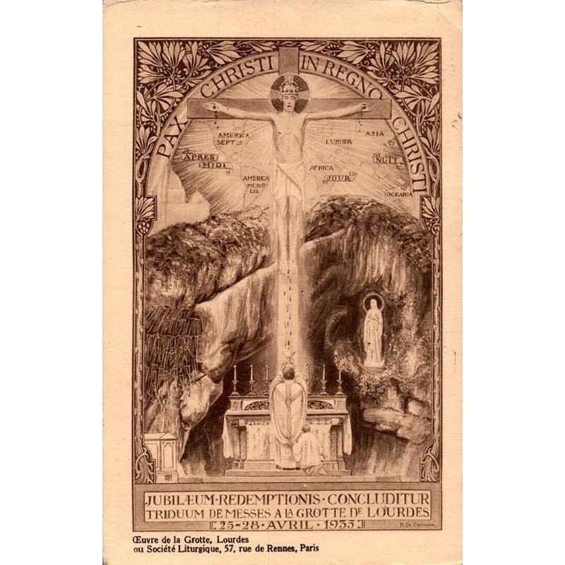 Carte postale ancienne Lourdes Œuvre de la Grotte Société Liturgique