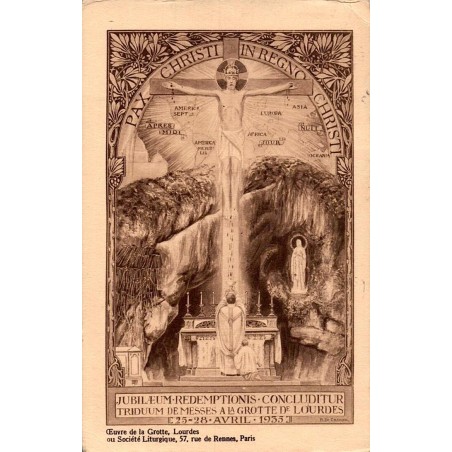 Carte postale ancienne Lourdes Œuvre de la Grotte Société Liturgique