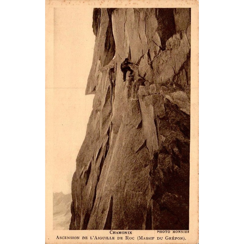 Carte postale ancienne ascension de l’Aiguille de Roc massif du Grépon Chamonix
