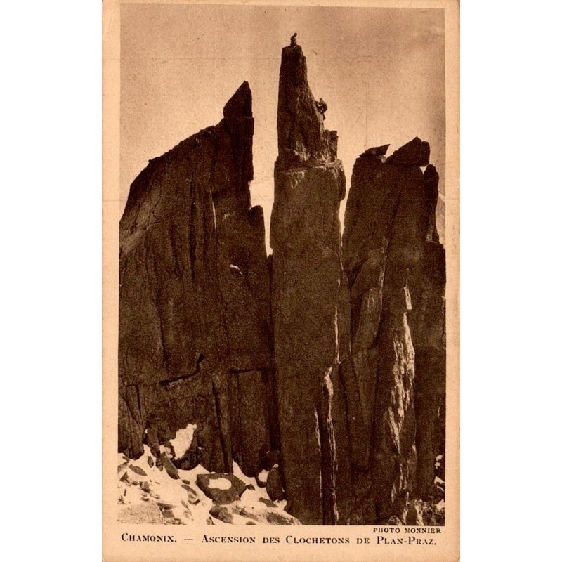Carte postale ancienne Chamonix ascension des Clochetons de Plan-Praz