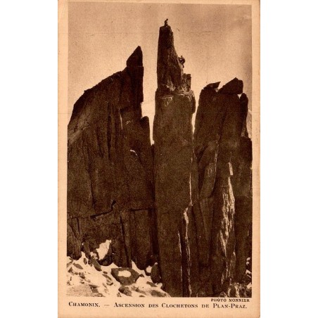 Carte postale ancienne Chamonix ascension des Clochetons de Plan-Praz