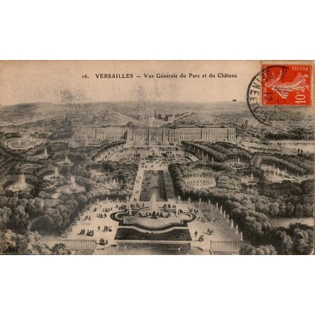 Carte postale ancienne Versailles vue générale du parc et du château