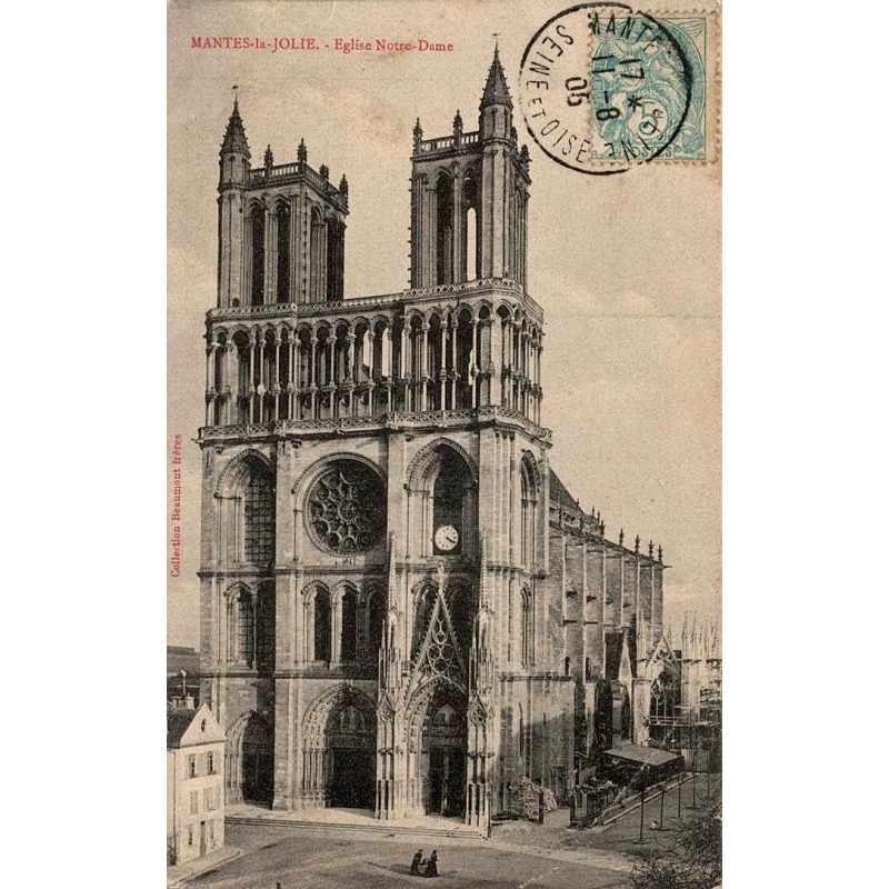 Carte postale ancienne Mantes-la-Jolie Église Notre-Dame Yvelines