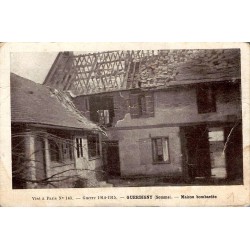 Carte postale ancienne de Guerbigny dans la Somme montrant une maison bombardée pendant la Guerre 1914 1915