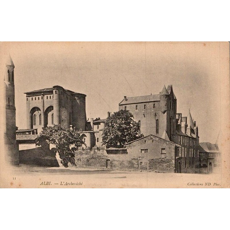 Carte postale ancienne d’Albi dans le Tarn montrant l’Archevêché