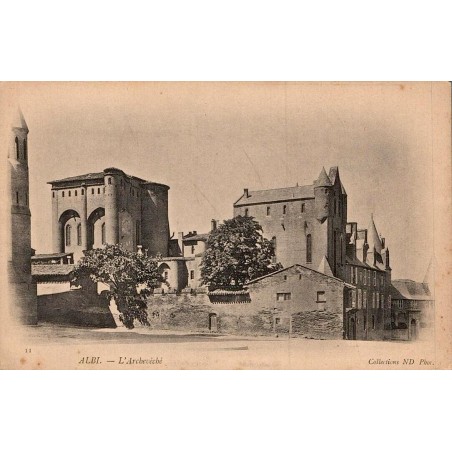 Carte postale ancienne d’Albi dans le Tarn montrant l’Archevêché