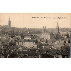 Carte postale ancienne Limoges Vue panoramique Lycée et Église Saint-Pierre Haute-Vienne 87