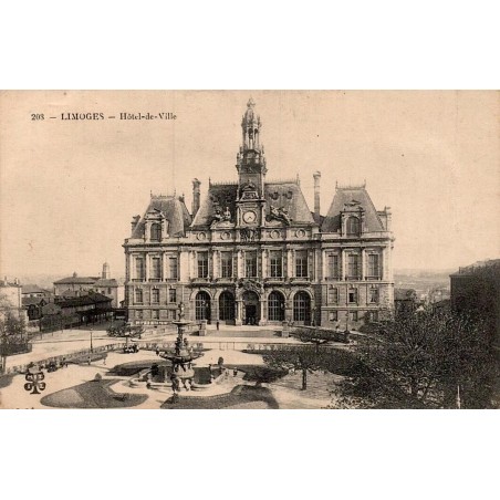 Carte postale ancienne Limoges Hôtel de Ville Haute-Vienne 87