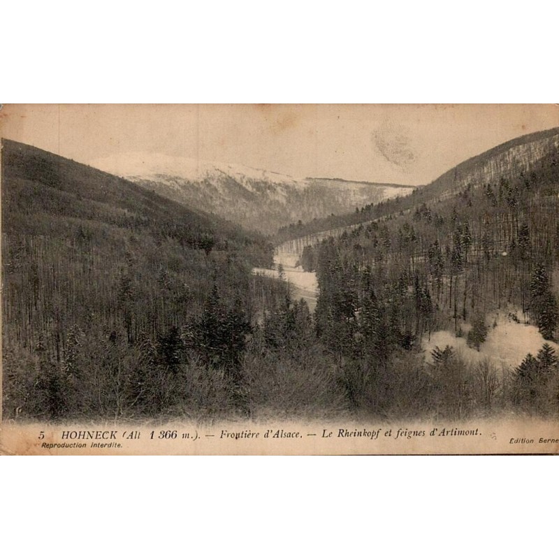 Carte postale ancienne Hohneck Frontière d'Alsace Le Rheinkopf et Feignes d'Artimont Vosges 88