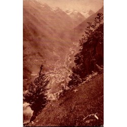 Carte postale ancienne Cauterets Hautes-Pyrénées vue à vol d’oiseau panoramique