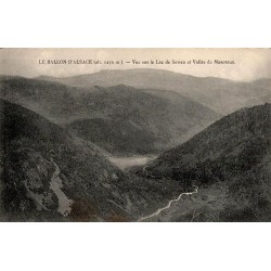 Carte postale ancienne Le Ballon d’Alsace vue sur le lac de Sewen et vallée de Masevaux Haut-Rhin