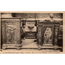 Carte postale ancienne Moyenmoutier église stalles vertus cardinales Force et Prudence Vosges