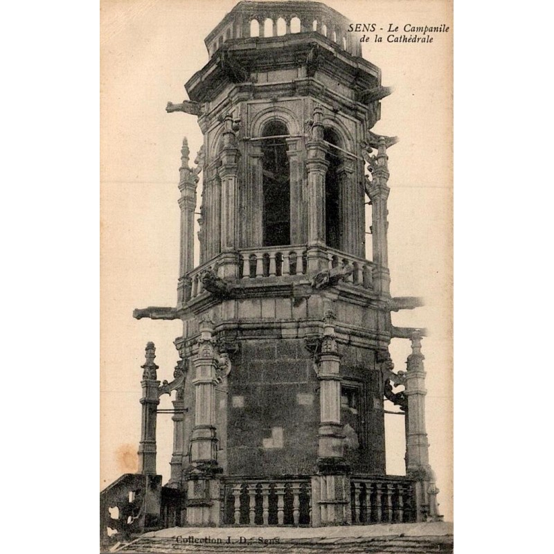Carte postale ancienne Sens Yonne le campanile de la cathédrale Saint-Étienne
