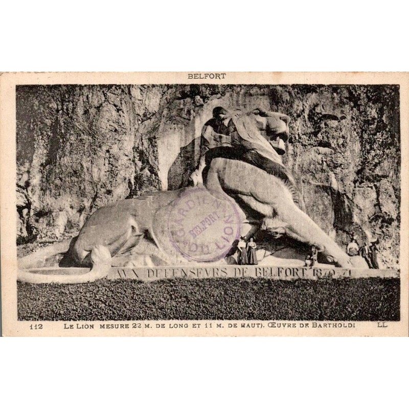 Carte postale ancienne Belfort Territoire de Belfort le Lion œuvre de Bartholdi
