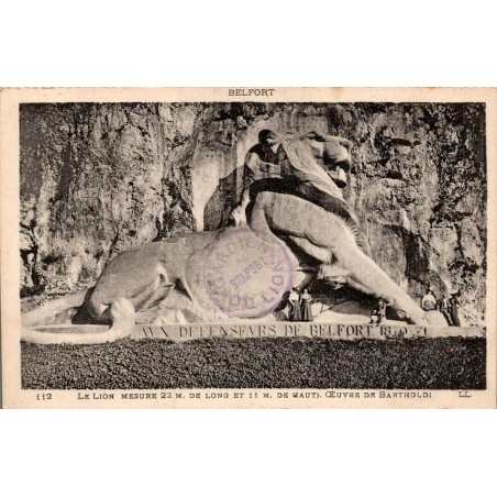 Carte postale ancienne Belfort Territoire de Belfort le Lion œuvre de Bartholdi